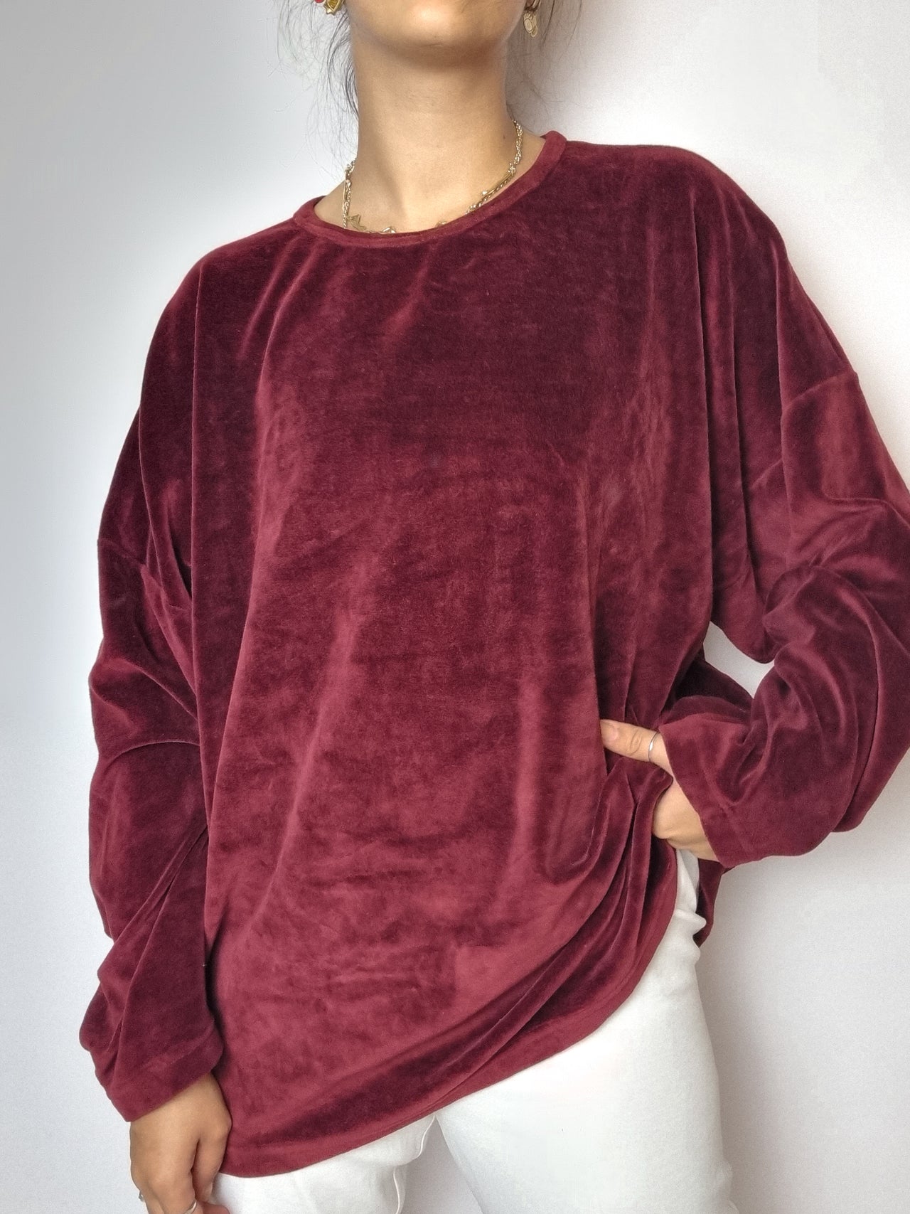 Pull velours burgundy vintage M/L