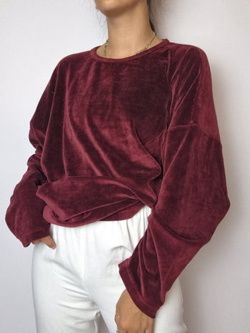 Pull velours burgundy vintage M/L