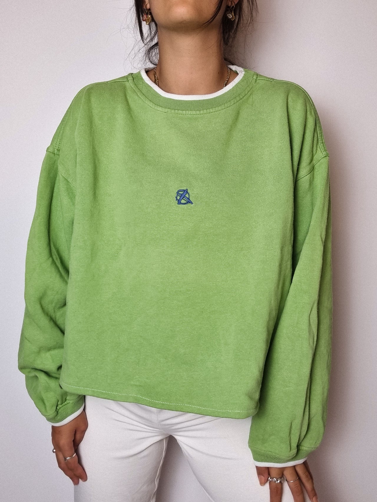 Pull américain vert pomme vintage M