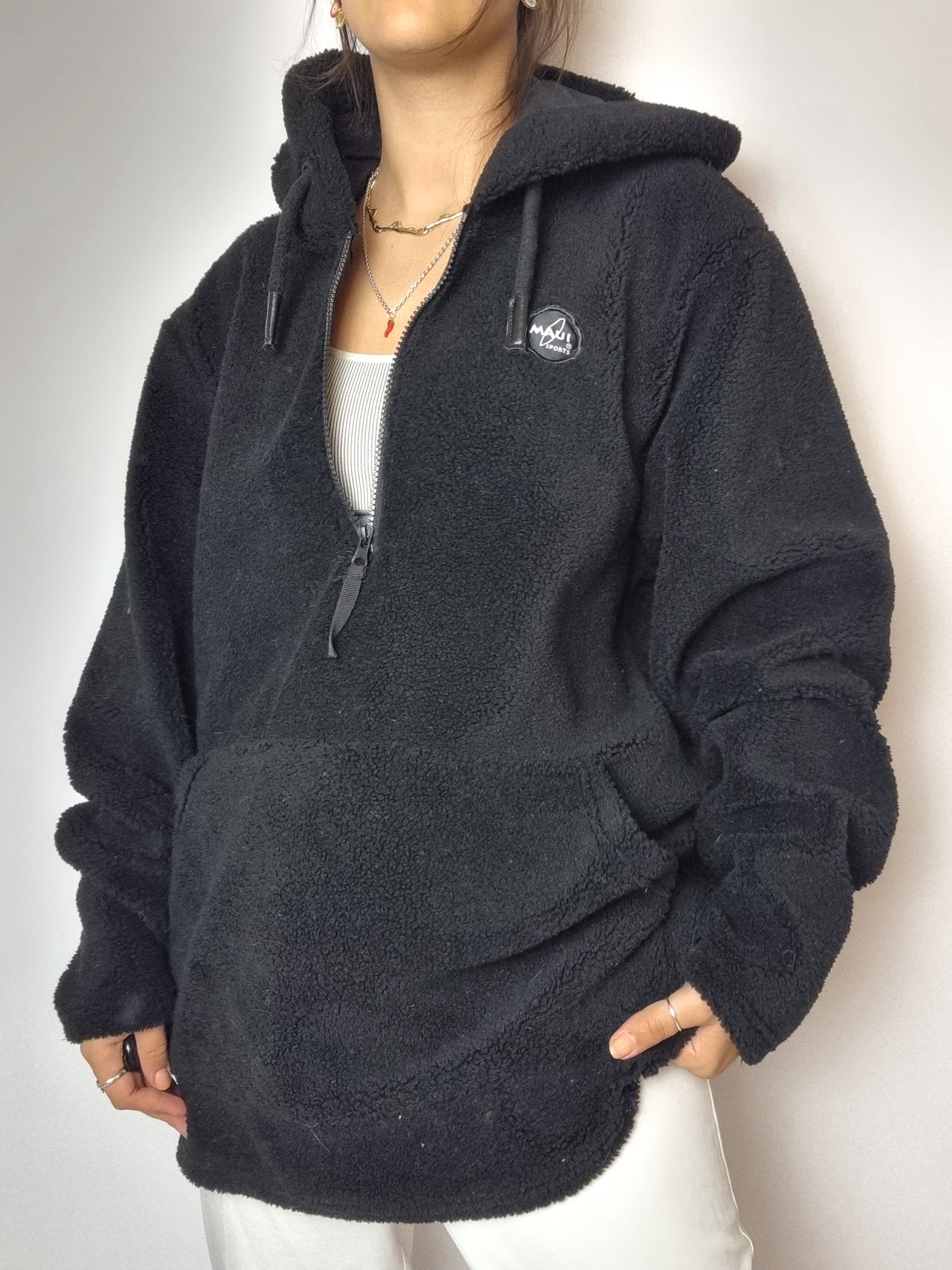 Black vintage hooded fleece XL 