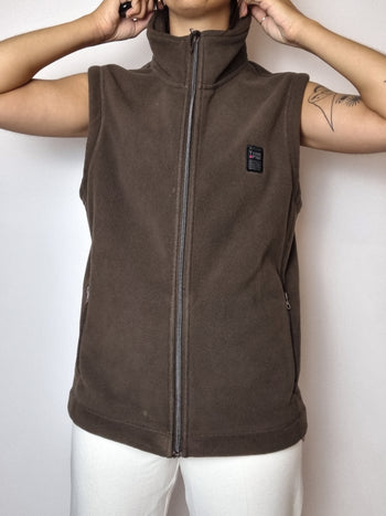 Gilet en polaire brun vintage S/M