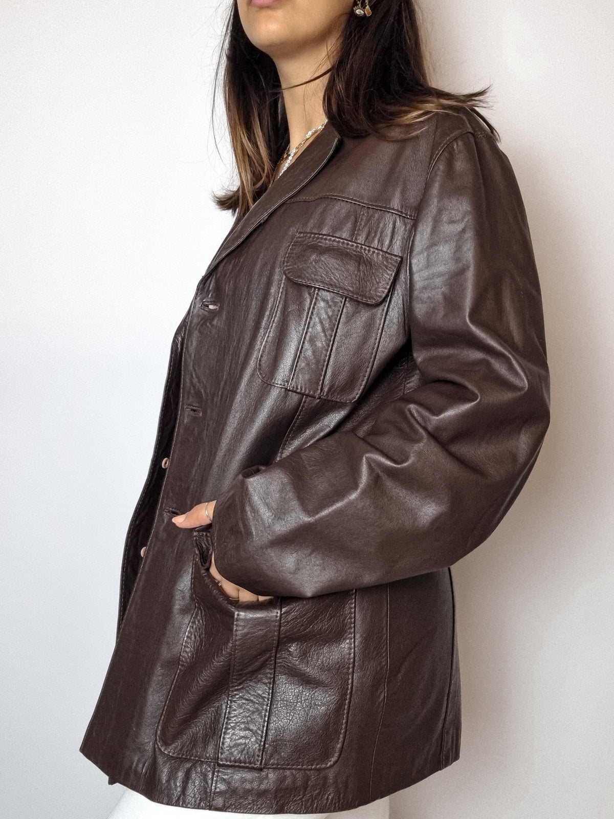 Vintage Brown Leather Blazer S/M 