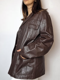 Vintage Brown Leather Blazer S/M 