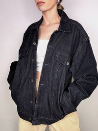 Vintage schwarze Cordjacke L