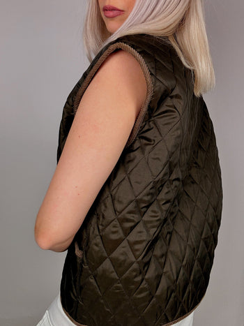 Vintage quilted vest Khaki