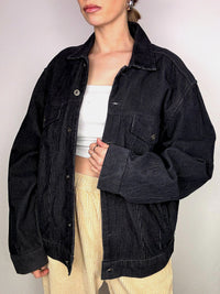 Vintage schwarze Cordjacke L