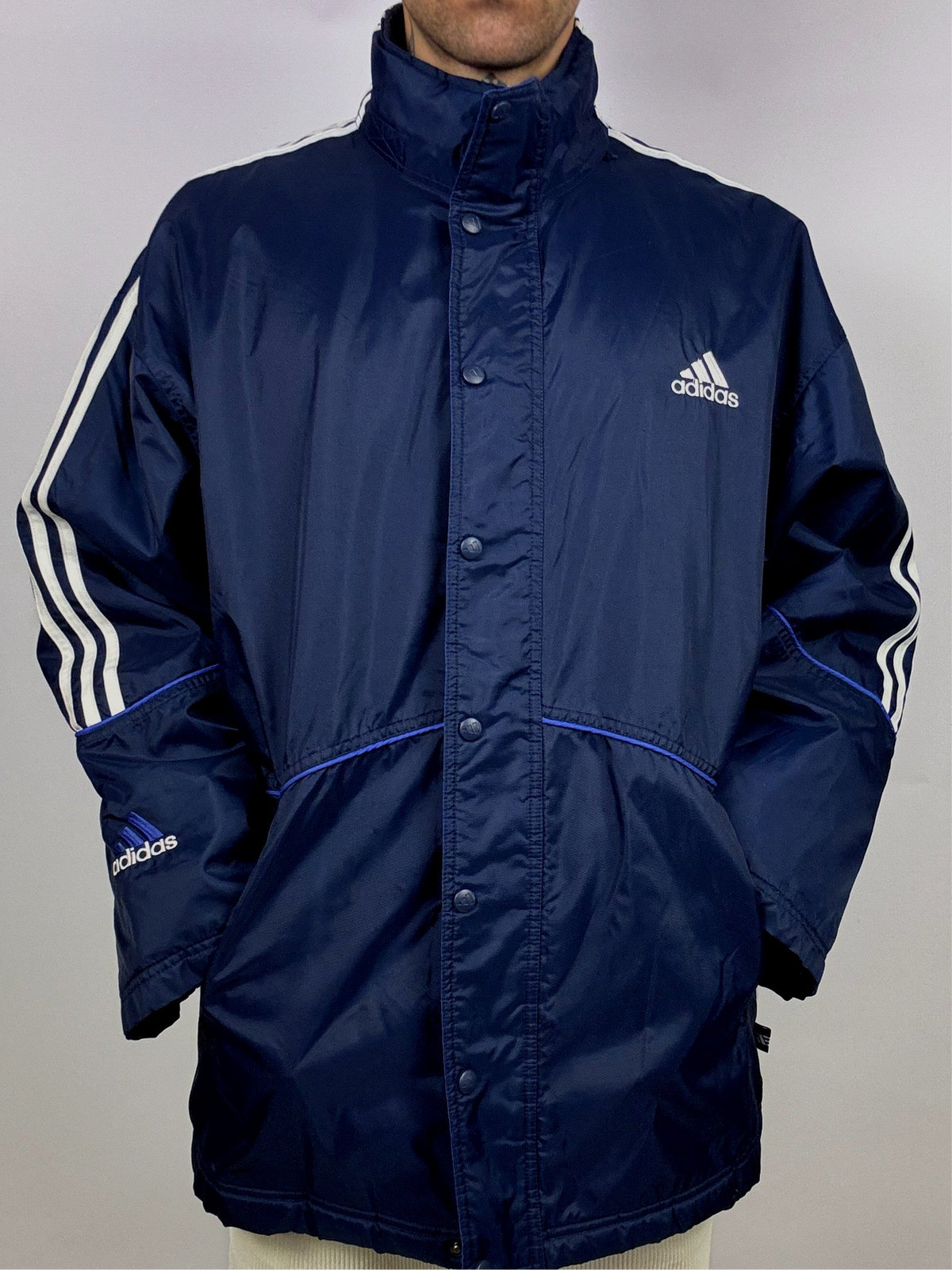 ADIDAS Blau XL Vintage Wasserdichte Jacke