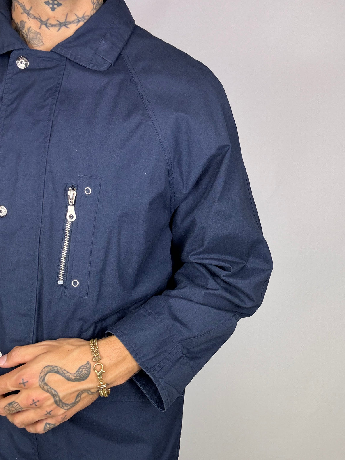 Vintage Navy Blue Waterproof Jacket