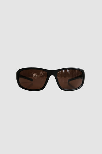 Vintage recycelte schwarze Brille mit dunkelbraunen Gläsern 