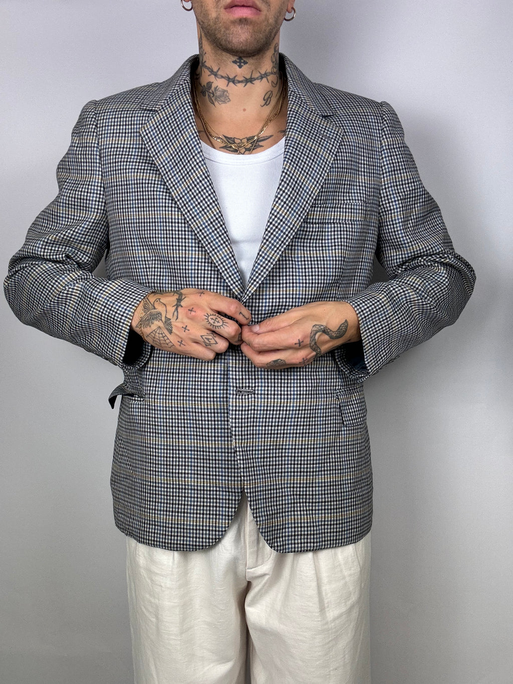 Vintage charcoal plaid blazer