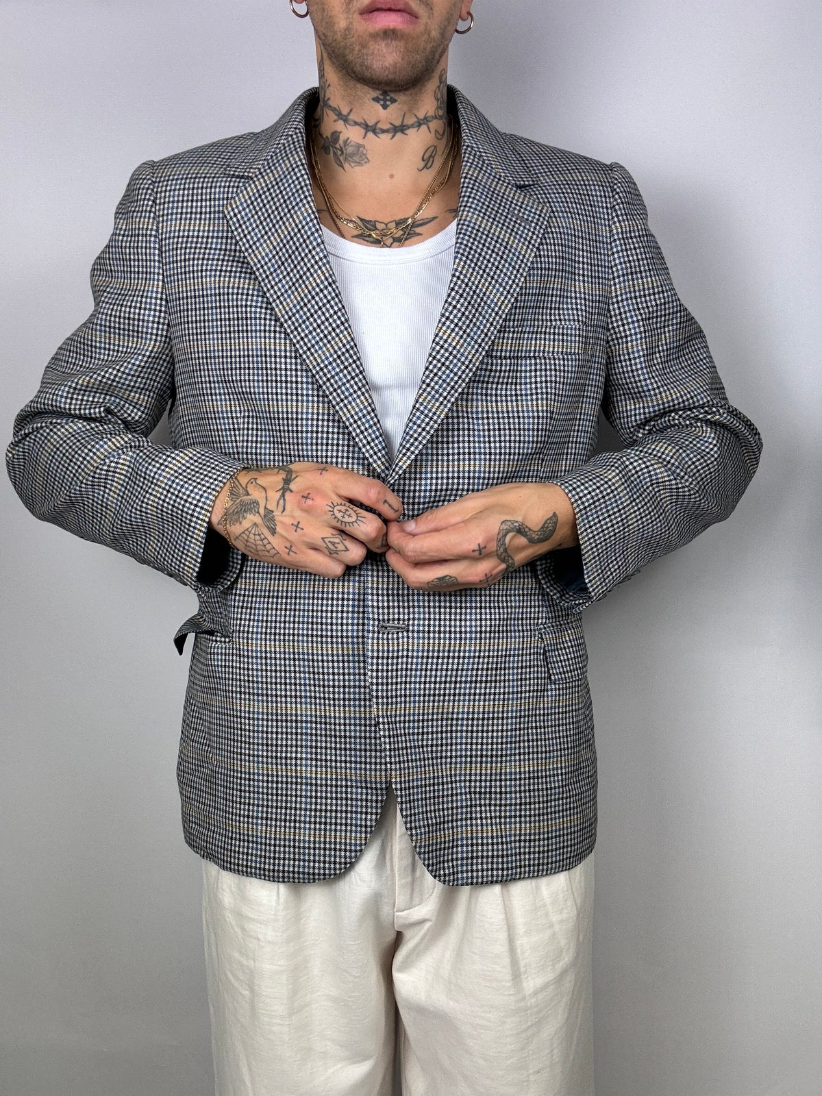 Vintage charcoal plaid blazer