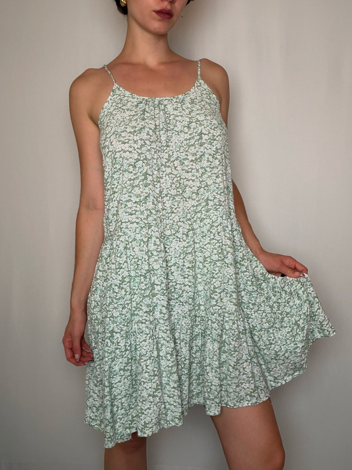 Robe verte à fleurs S vintage