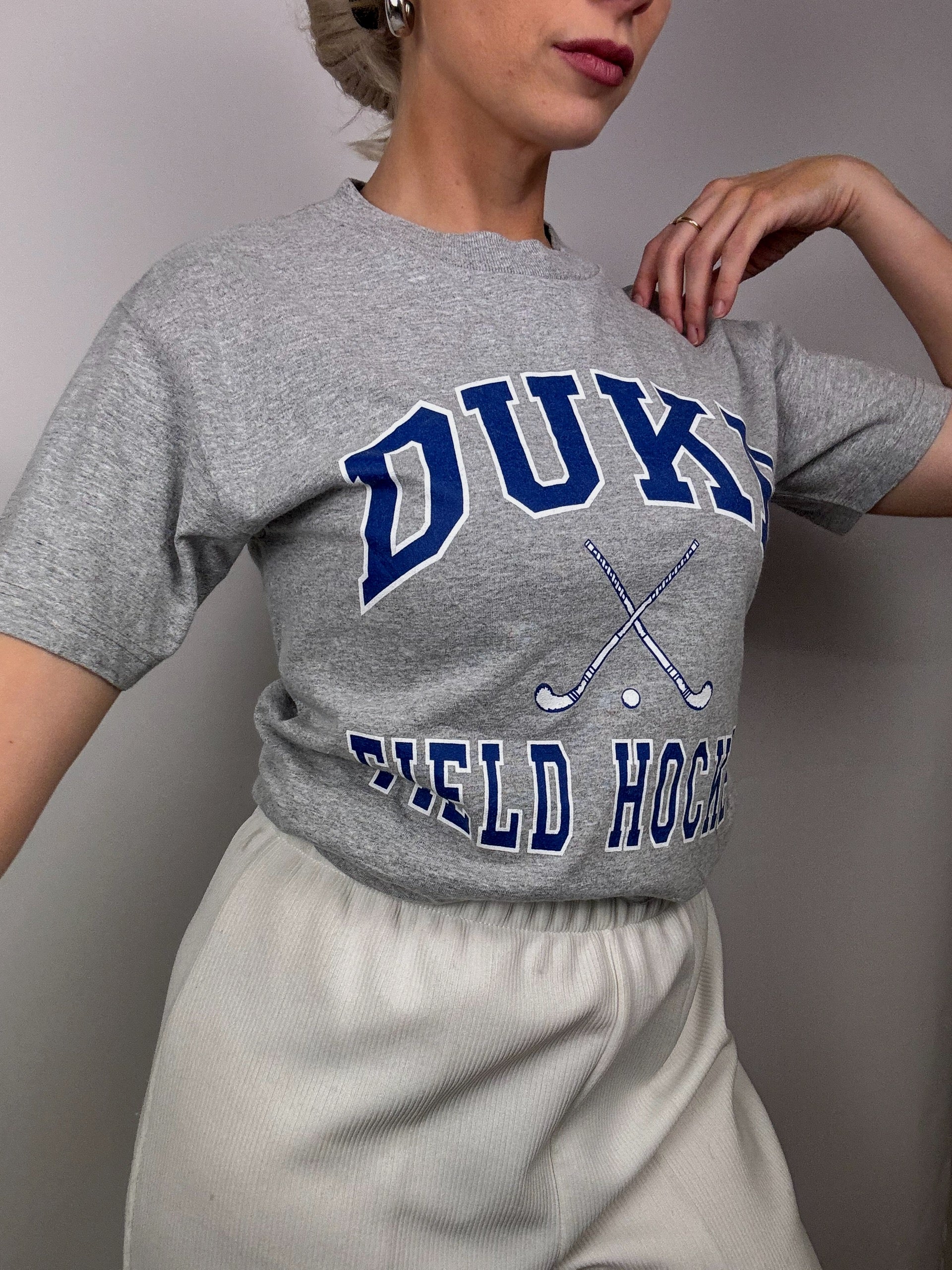 Gray college t-shirt