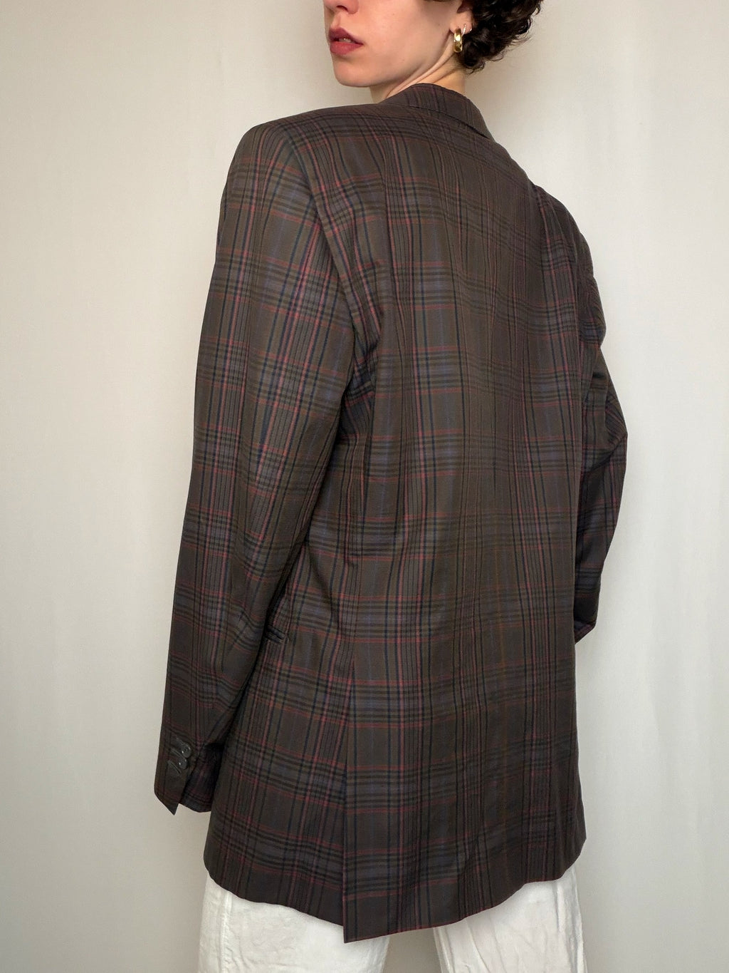 Blazer à carreaux bruns XL vintage