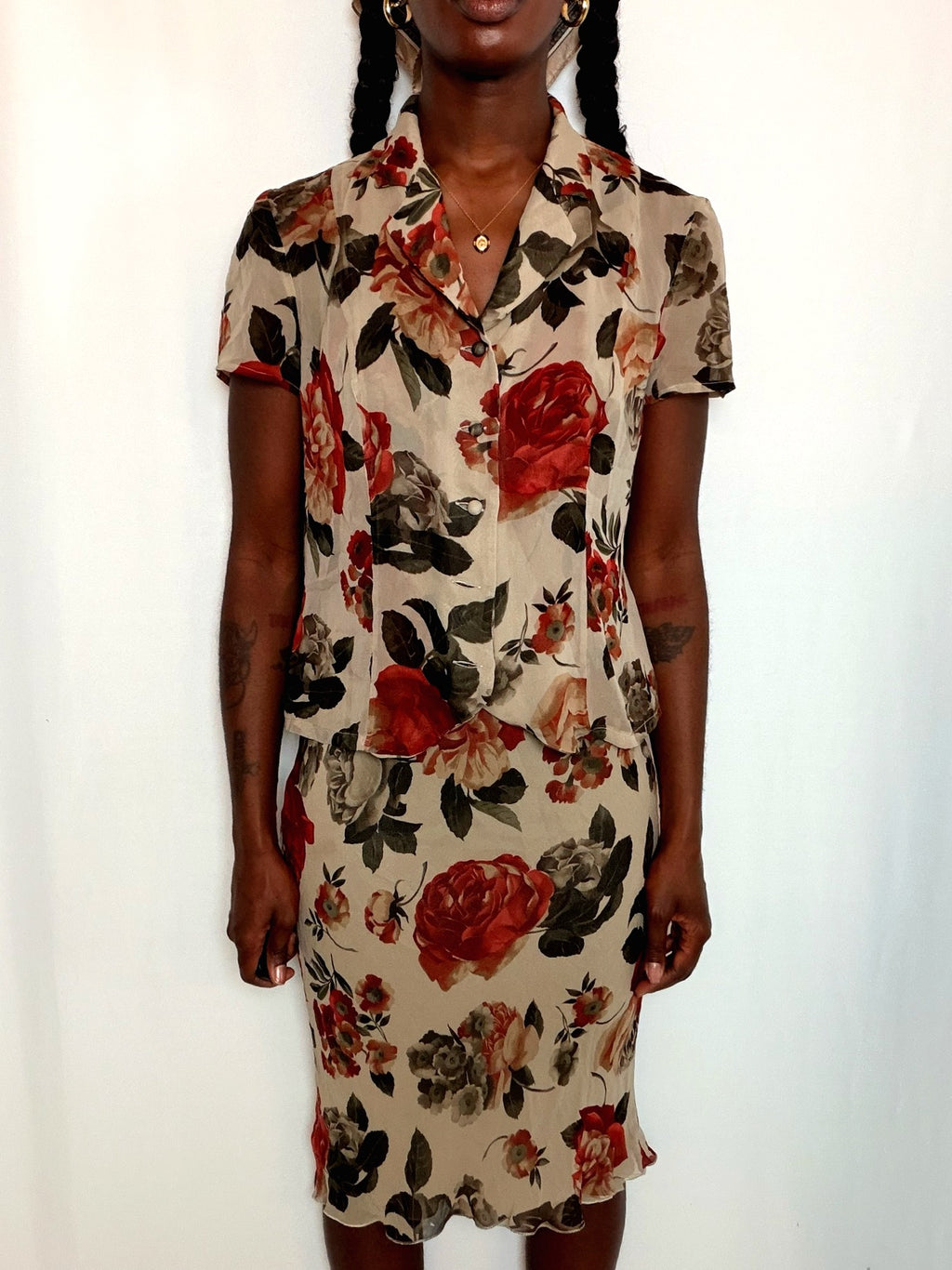 Ensemble à fleurs S/M vintage