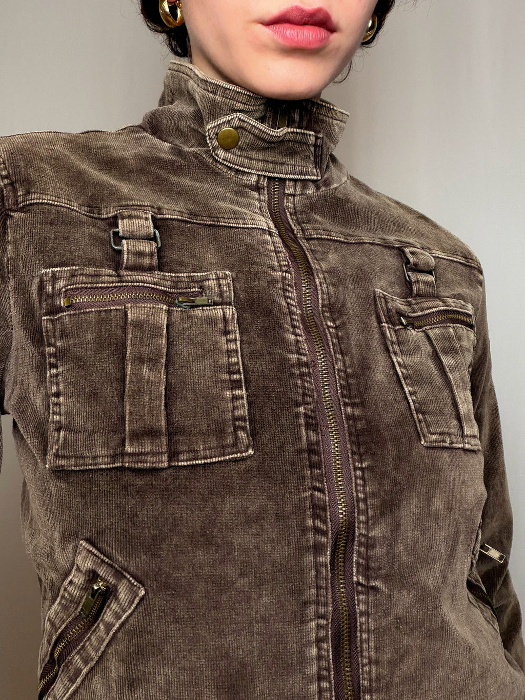 veste brune en velour potelée M vintage
