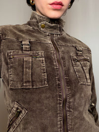 veste brune en velour potelée M vintage