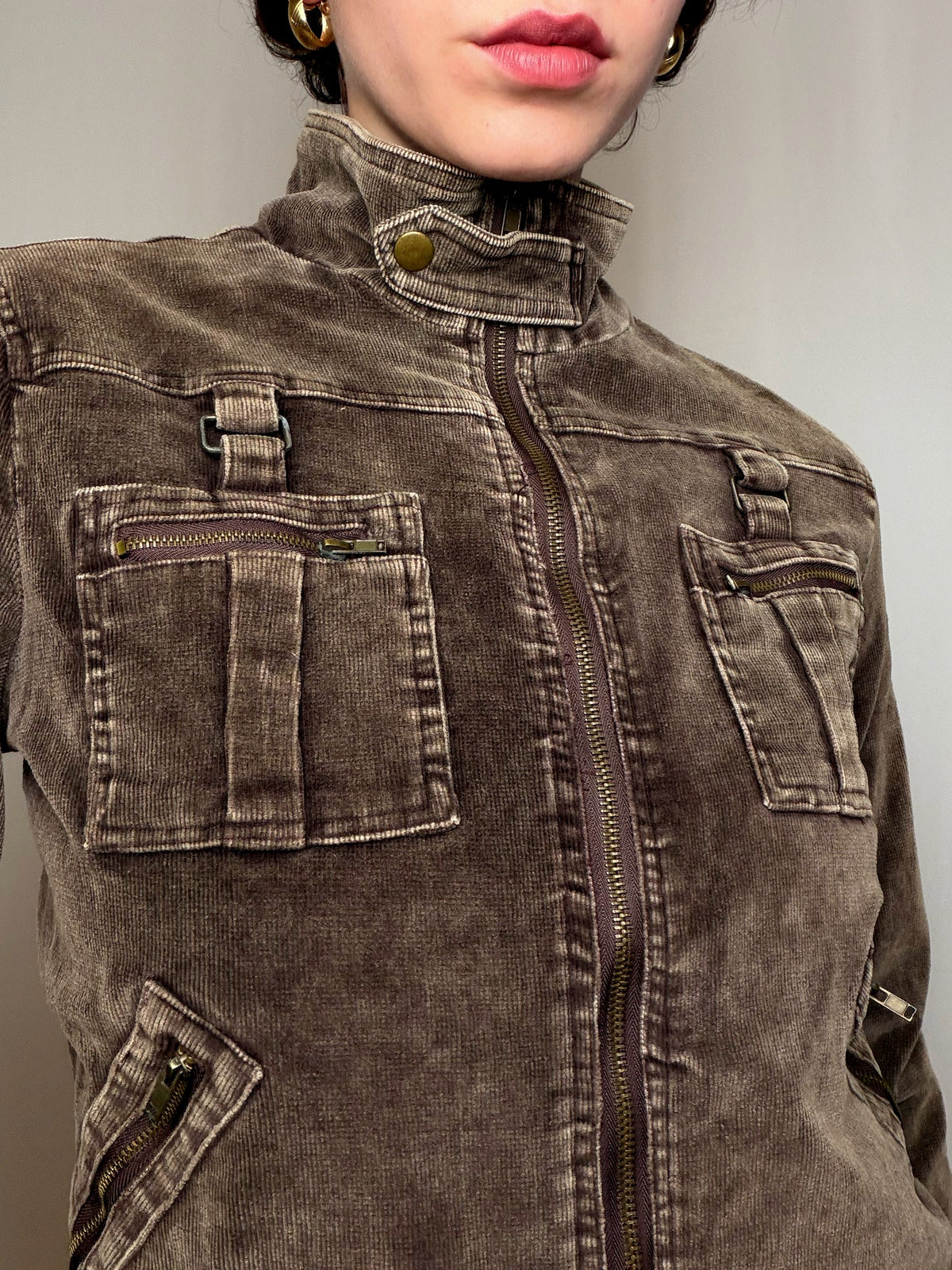 veste brune en velour potelée M vintage