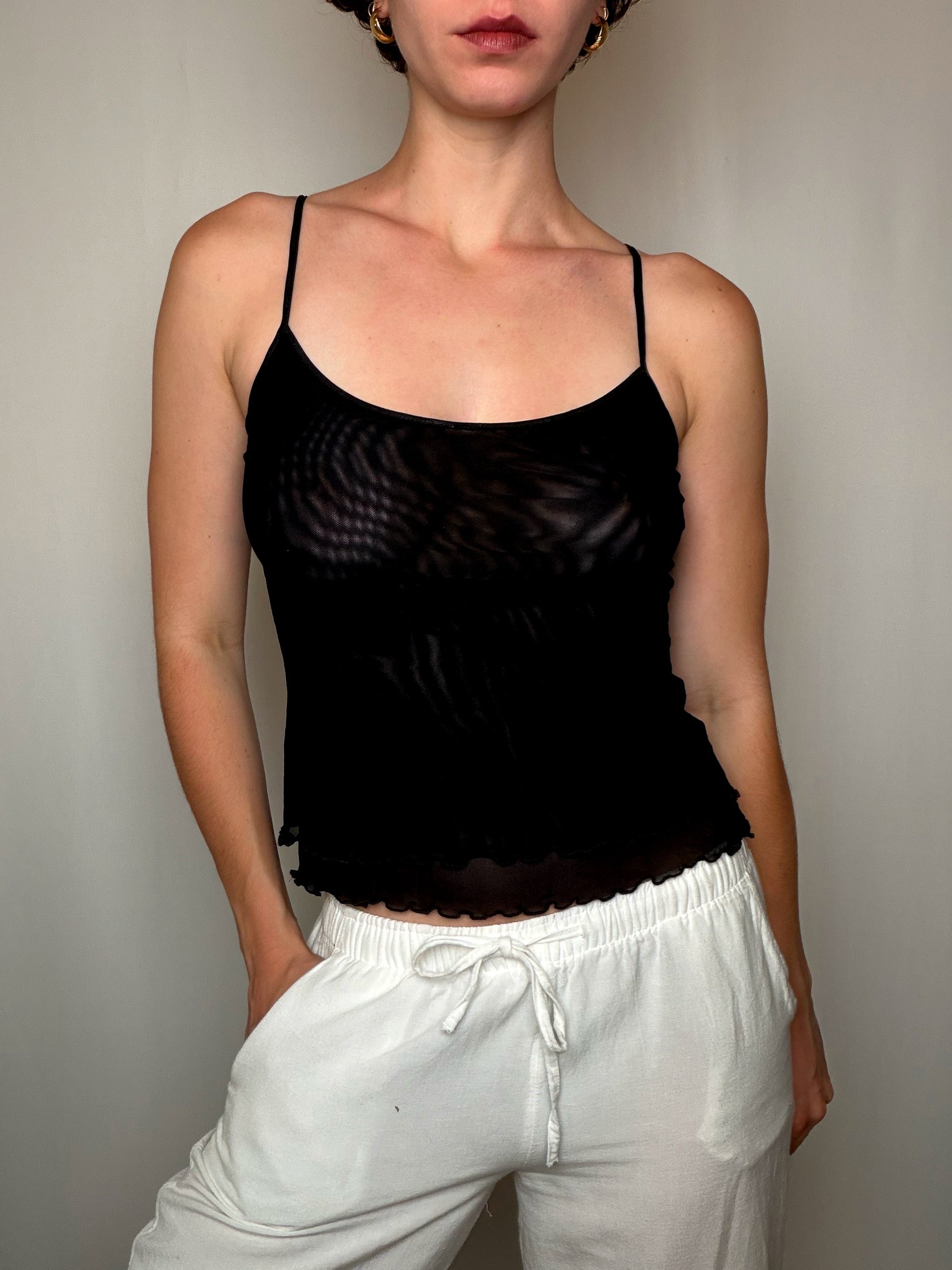 Top en mesh noir M vintage