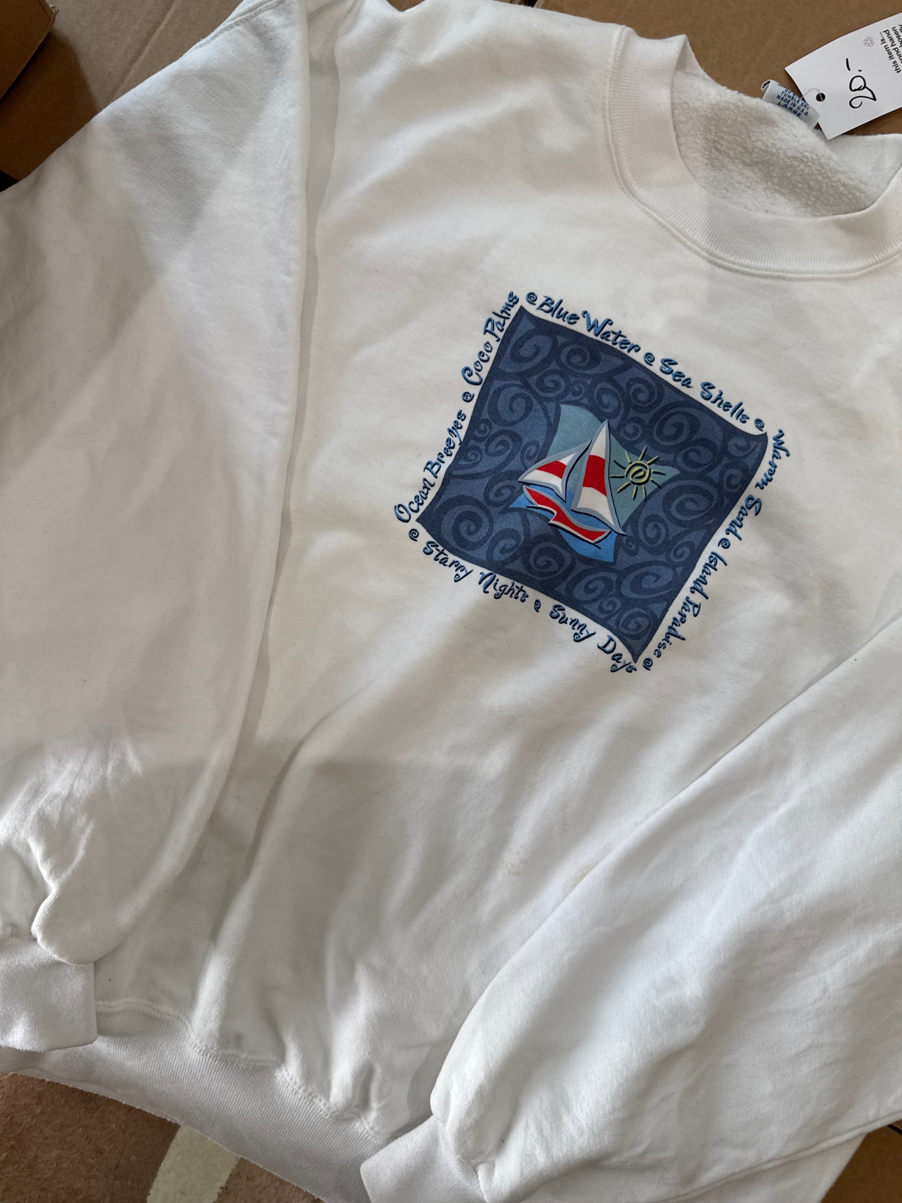 Sweat blanc col rond M/L