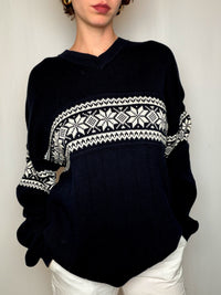 Pull marine à motifs ecrus Esprit XL vintage