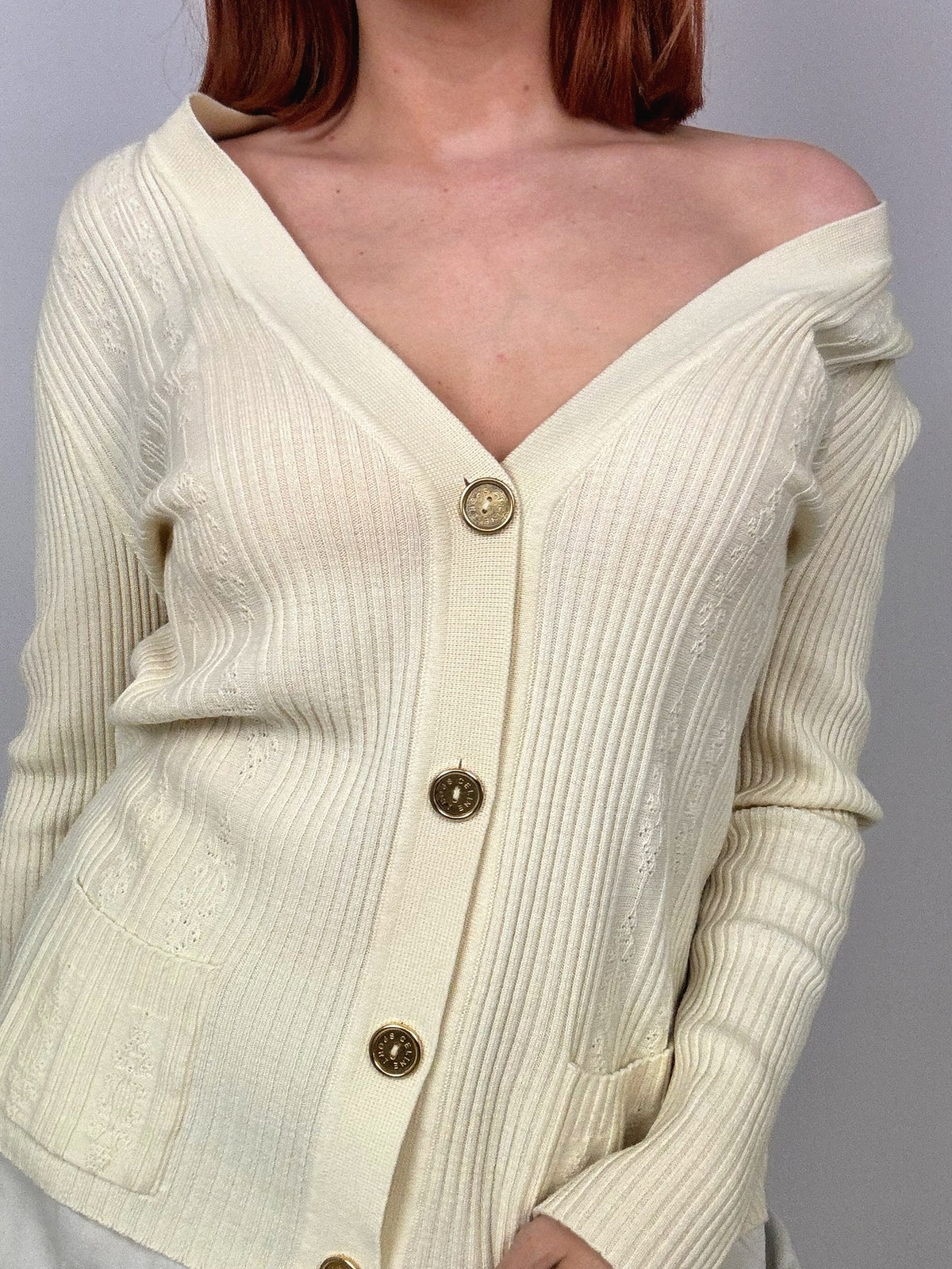 Beige Céline pure wool cardigan M