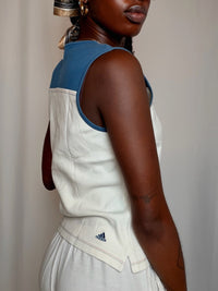 Tshirt Blanc Et Bleu Adidas S vintage