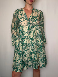 Robe imprimée verte M vintage
