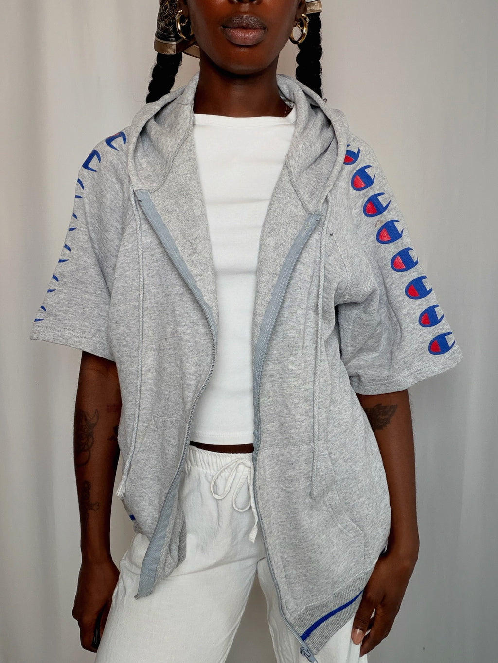 Jacket De Sport gris Champion L vintage