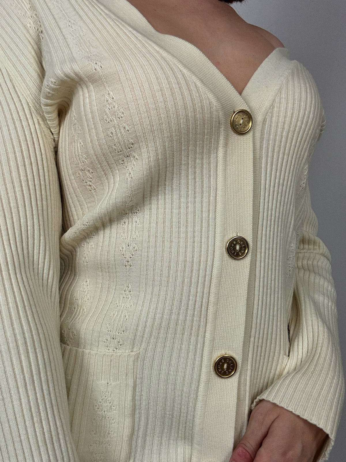 Beige Céline pure wool cardigan M