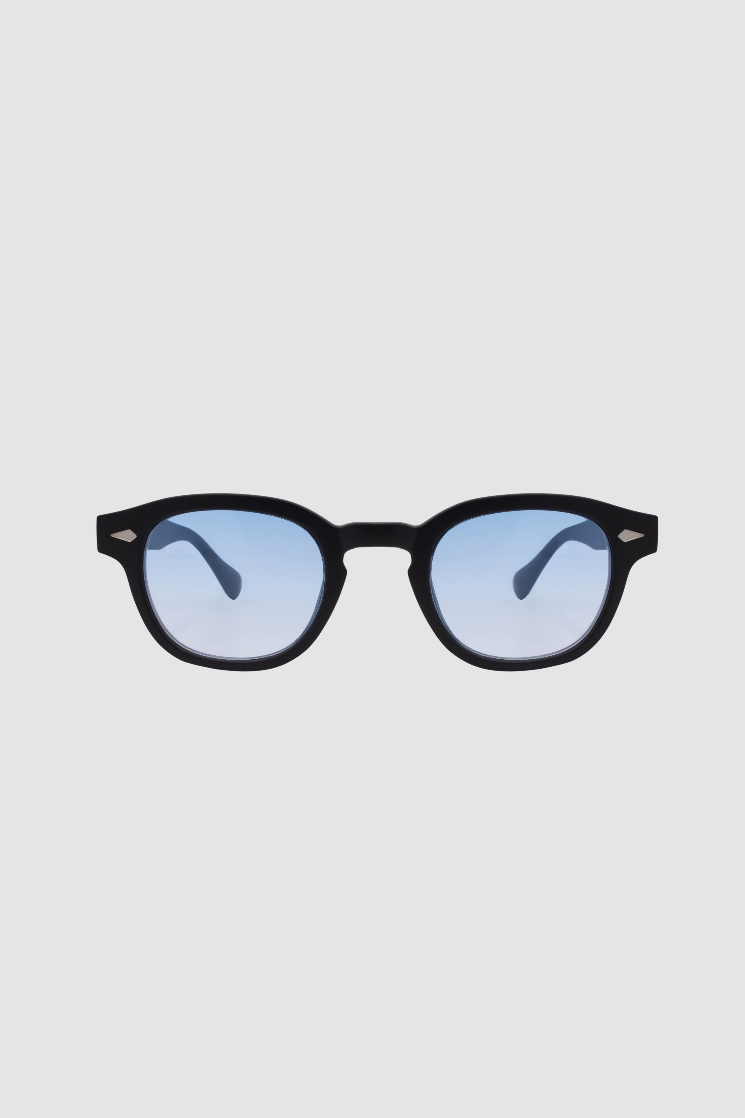 Vintage recycled round black glasses with blue lens 