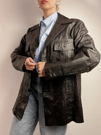 Vintage Black Leather Blazer Jacket M/L 