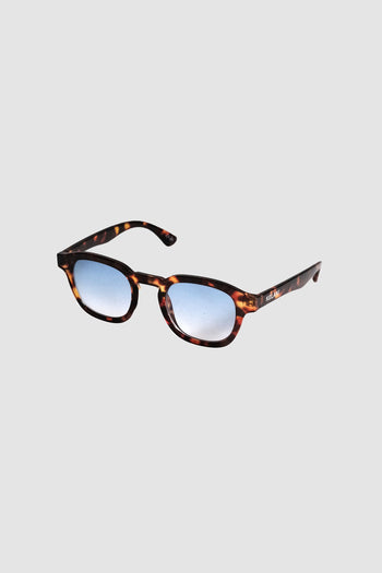 Vintage recycled round tortoiseshell glasses with blue lenses 