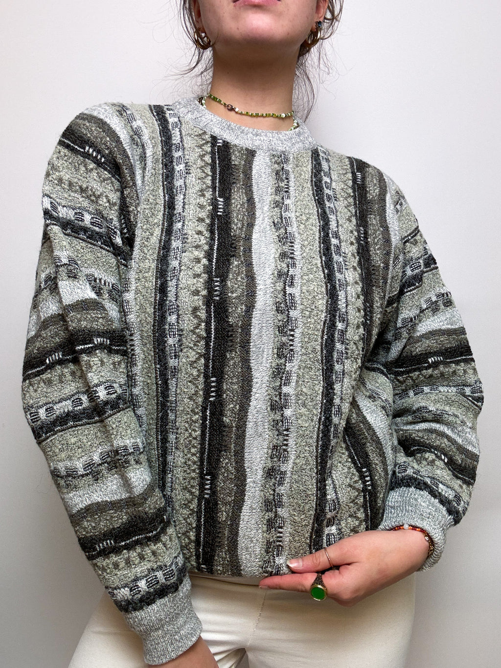 Vintage green knit sweater M/L