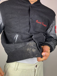 Vintage black leather bomber jacket