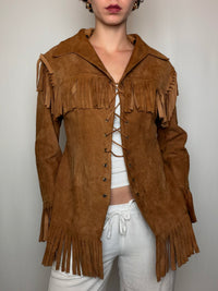Veste en daim camel S vintage