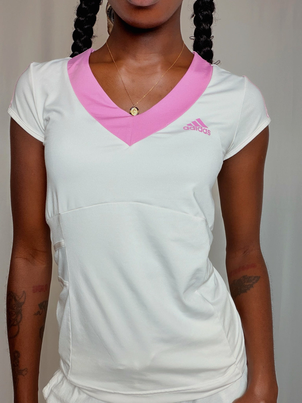 Tshirt Blanc Et Rose Adidas M vintage
