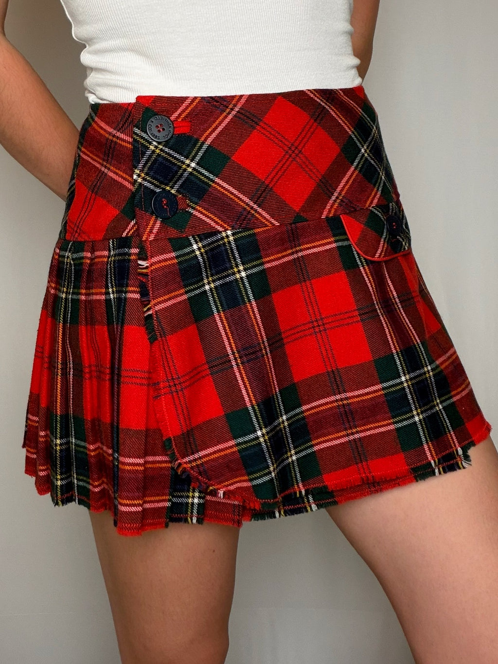Jupe écossaise rouge tartan S/M vintage