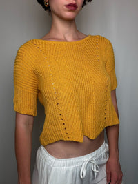 Top crocheté Moutarde S/M vintage