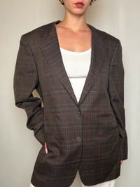 Blazer à carreaux bruns XL vintage