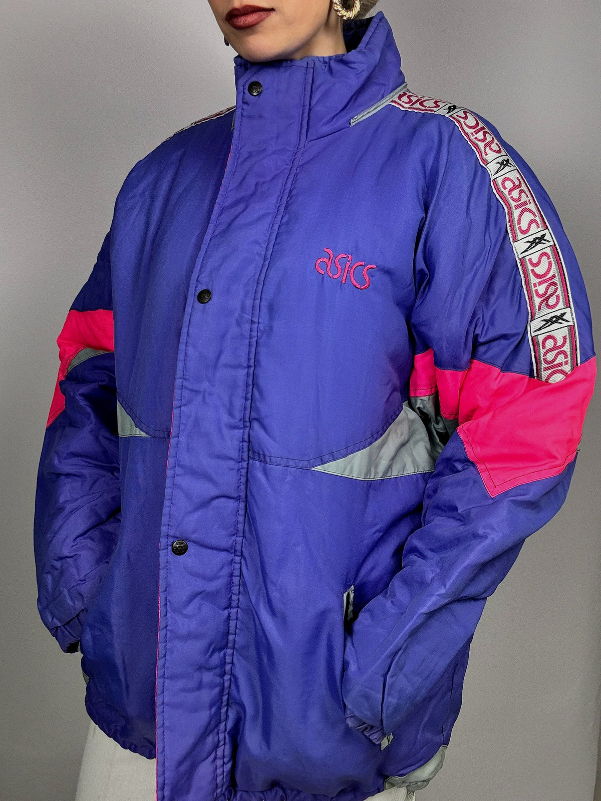Asics purple, gray and pink jacket