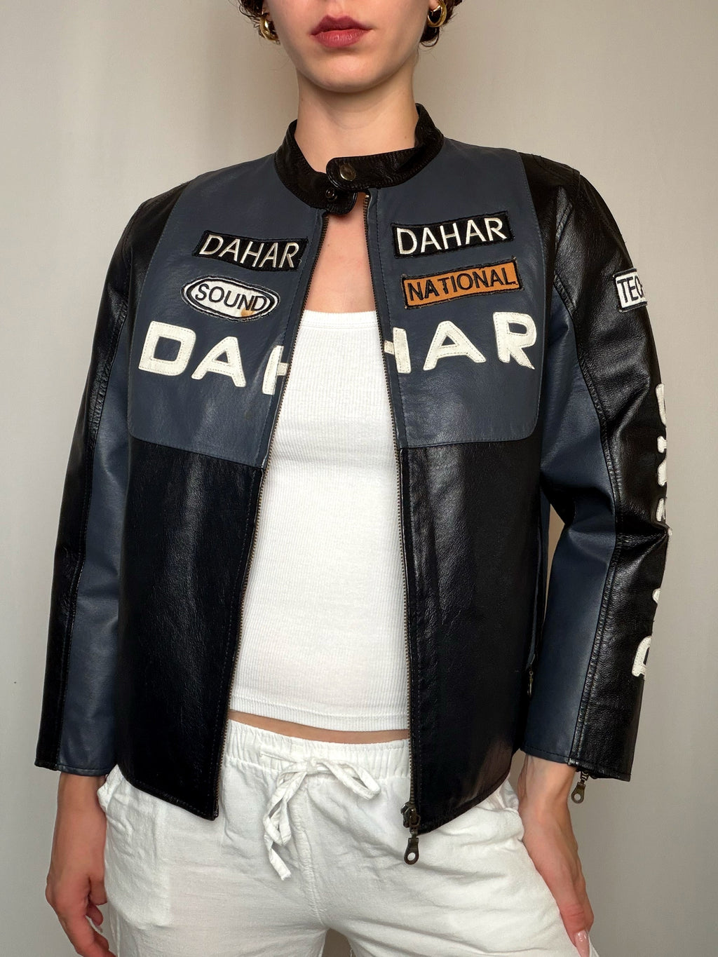 Veste en cuir racing Dahar S/M vintage