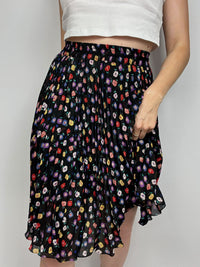 Jupe fleurie vintage noire et violette
