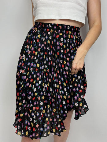 Vintage black and purple floral skirt 