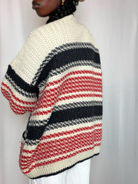 Cardigan oversized rayé L vintage