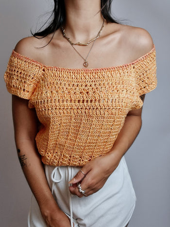 Top vintage en crochet orange