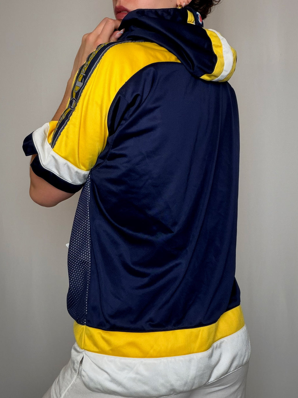 Jacket De Sport marine et jaune Champion S vintage