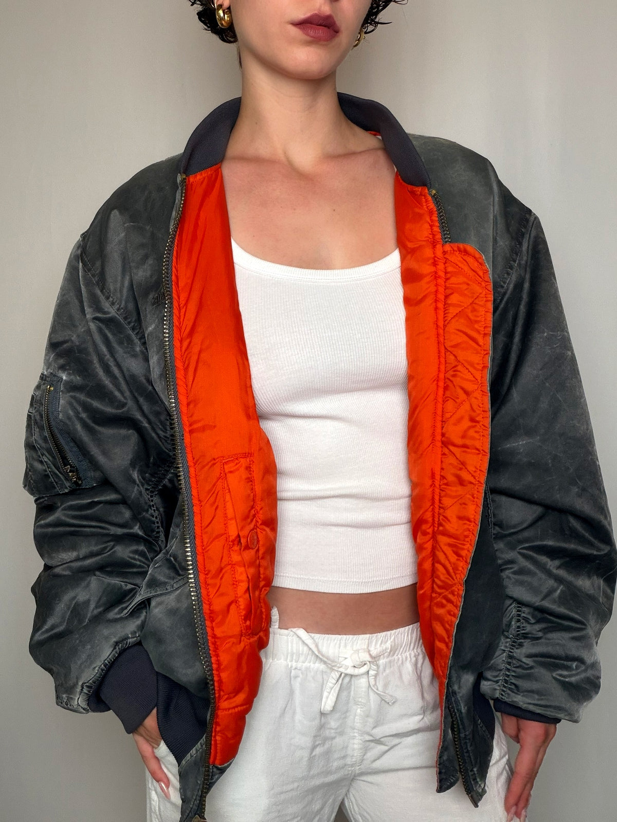 Bomber reversible gris Bomb Boogie XL vintage
