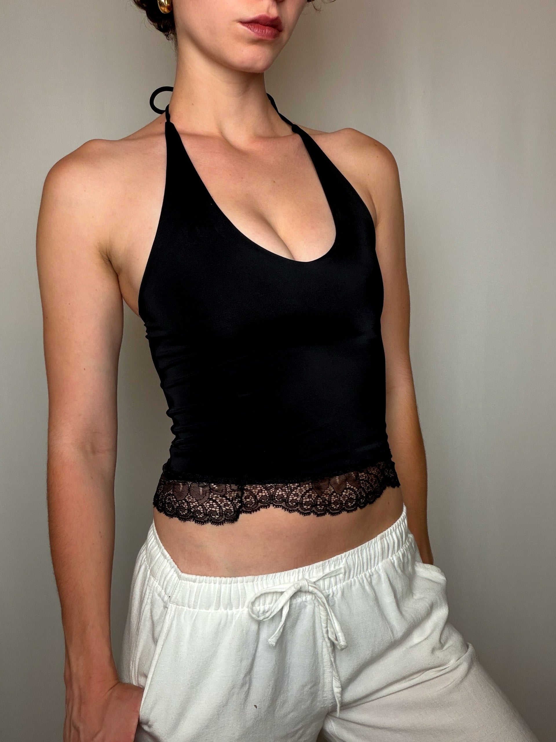 Top halter noir XS vintage