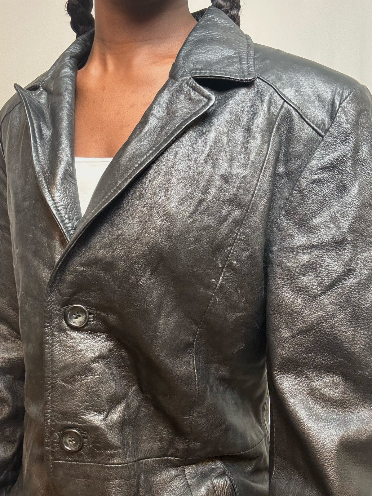 Trench en cuir Noir M vintage
